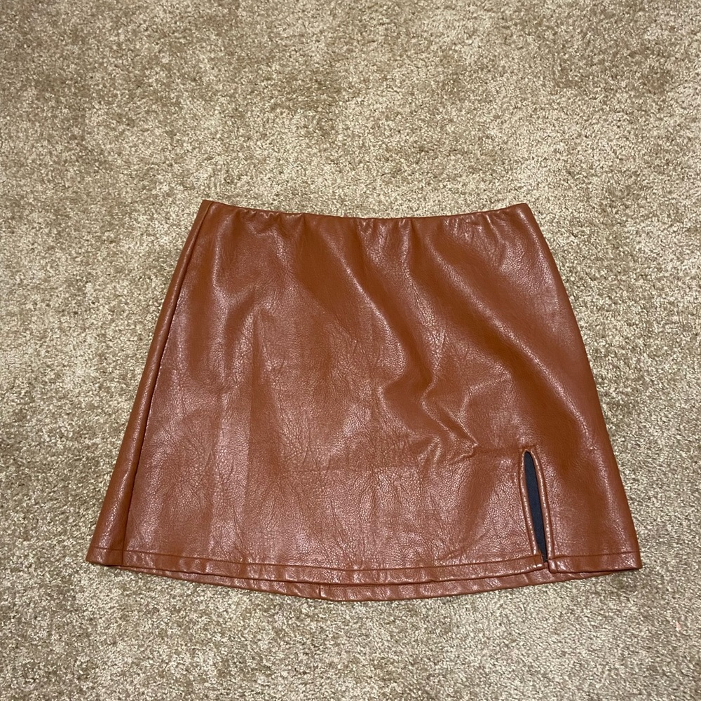 Princess Polly Faux Leather Brown Skirt